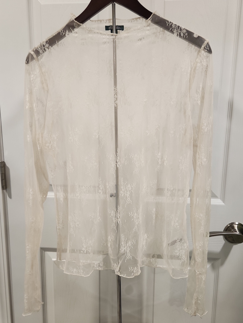 wild fable Sheer Floral Lace Long-Sleeve - Cream